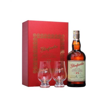 Glenfarclas 15 éves whisky 0,7l 46% + 2 pohár DD DRS